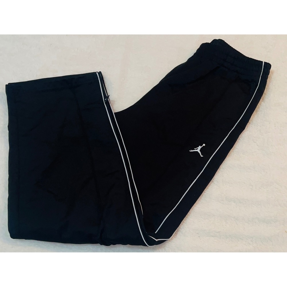 Jordan Boys XL 20 Black Track Pants White Piping Jumpman Athletic Warm Up